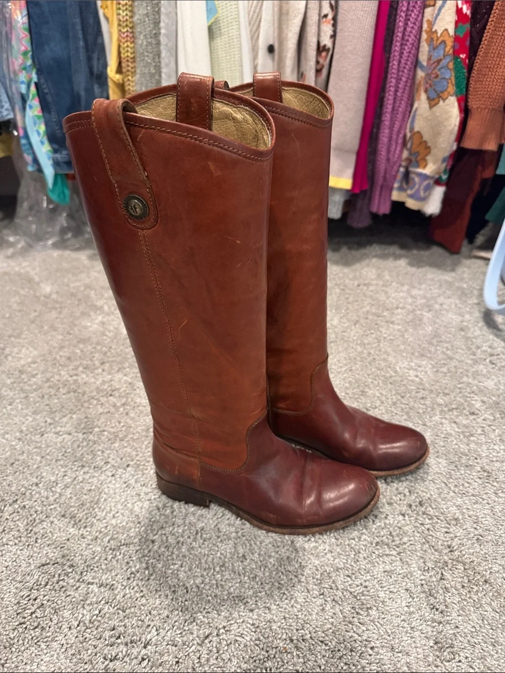 FRYE AND CO. Tall Leather Riding Boots - Chestnut Brown